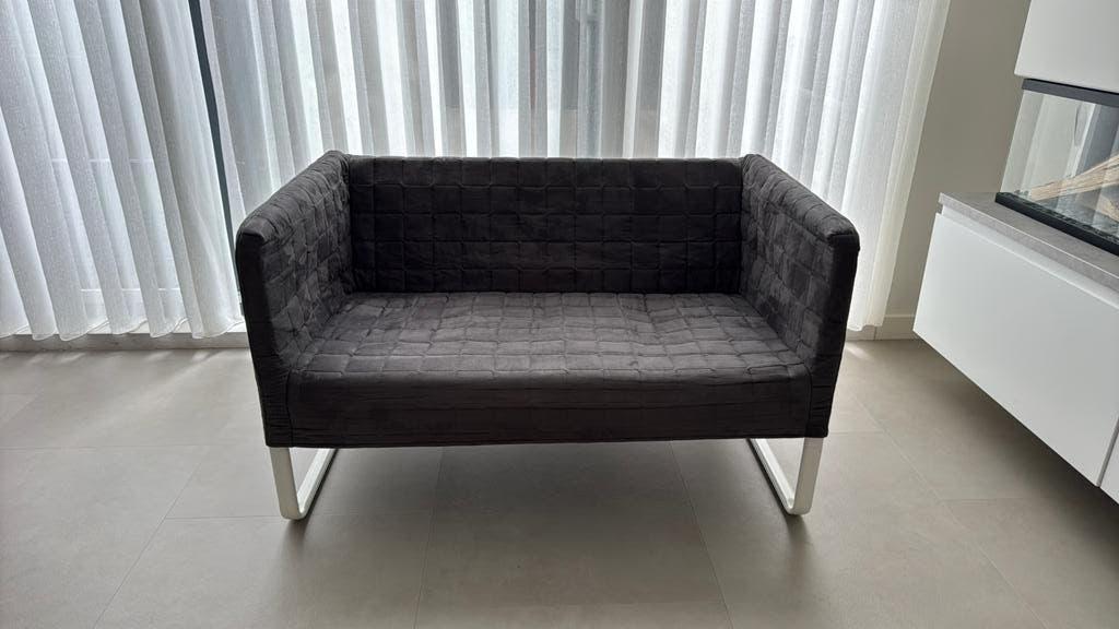 Ikea Knopparp bankje grijs, Ophalen, Tweepersoons, 75 tot 100 cm, Zo goed als nieuw