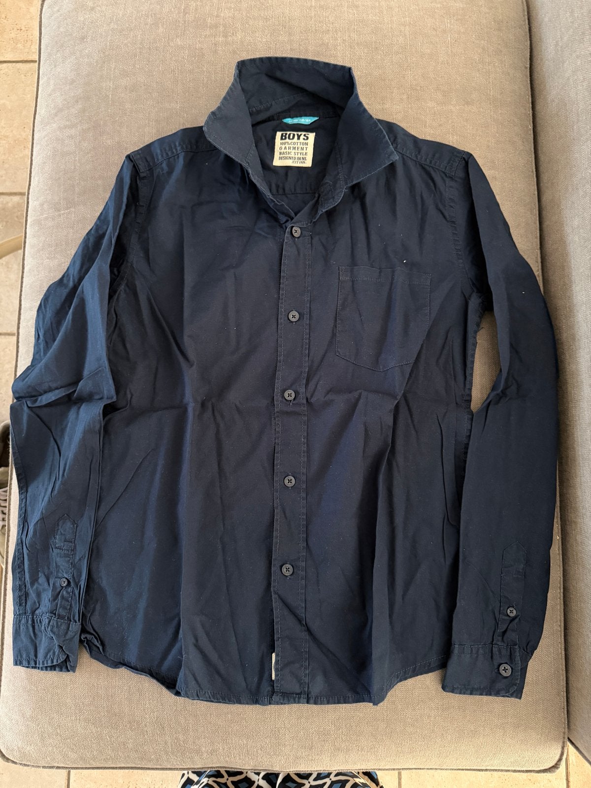 Donkerblauw overhemd Hema maat 158-164 nette staat, Ophalen of Verzenden, Zo goed als nieuw, Jongen, Overhemd of Blouse