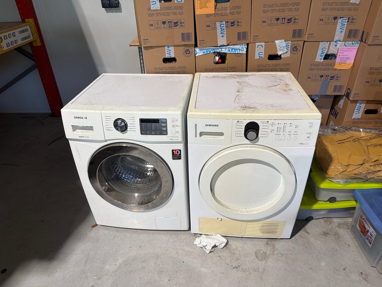 Samsung Wasmachine en Wasdroger Set - Gebruikt, Ophalen, Gebruikt, Voorlader, 85 tot 90 cm