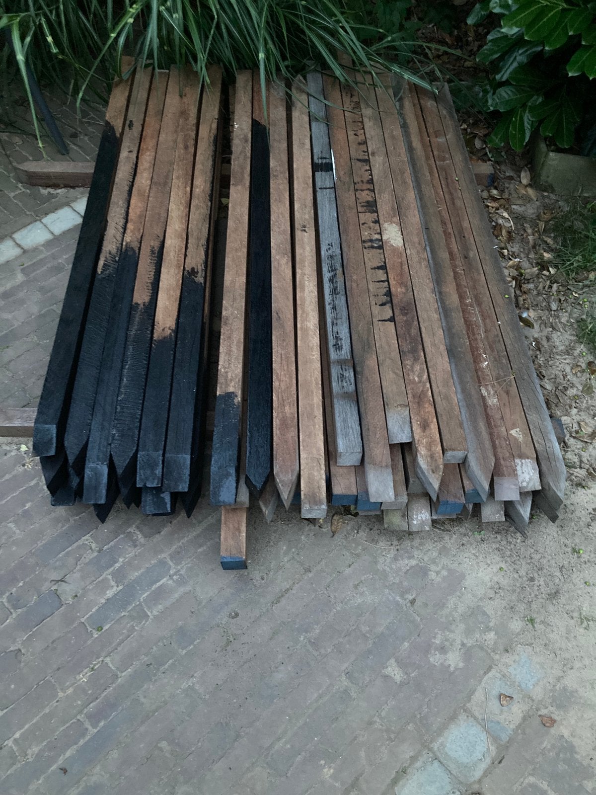 Azobe piketpalen 5x5x150cm, Tuin en Terras, Palen, Balken en Planken, Ophalen, Palen, Nieuw, Hardhout