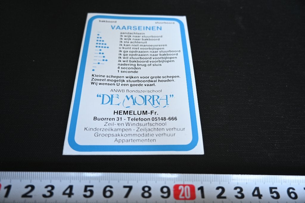 sticker vaarseinen / anwb bondszeilschool de morra hemelum, Ophalen of Verzenden, Zo goed als nieuw