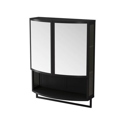 Wandkast met spiegel & boogdeuren – zwart, Ophalen, Overige typen, Nieuw, 50 tot 100 cm