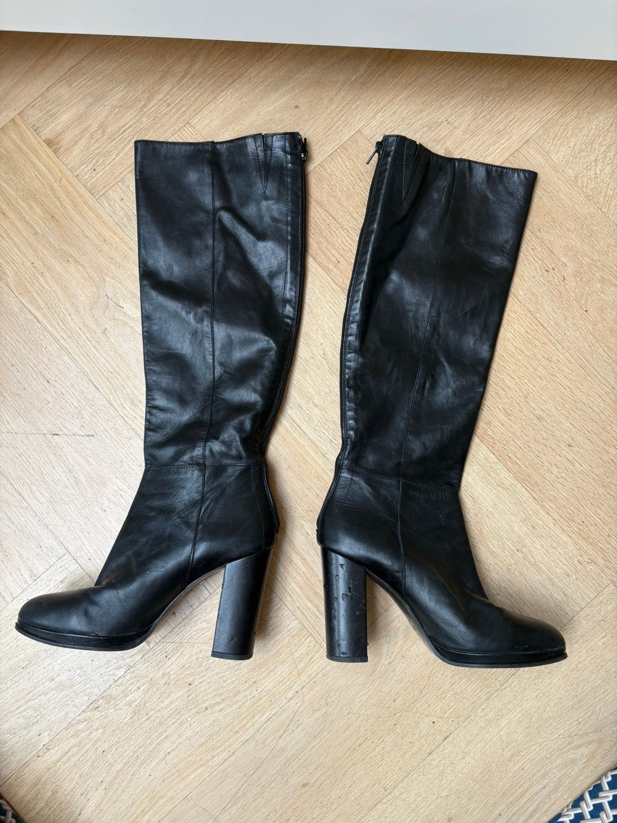 Invito zwarte leren laarzen mt 41, Hoge laarzen, Zwart, Ophalen of Verzenden, Gedragen