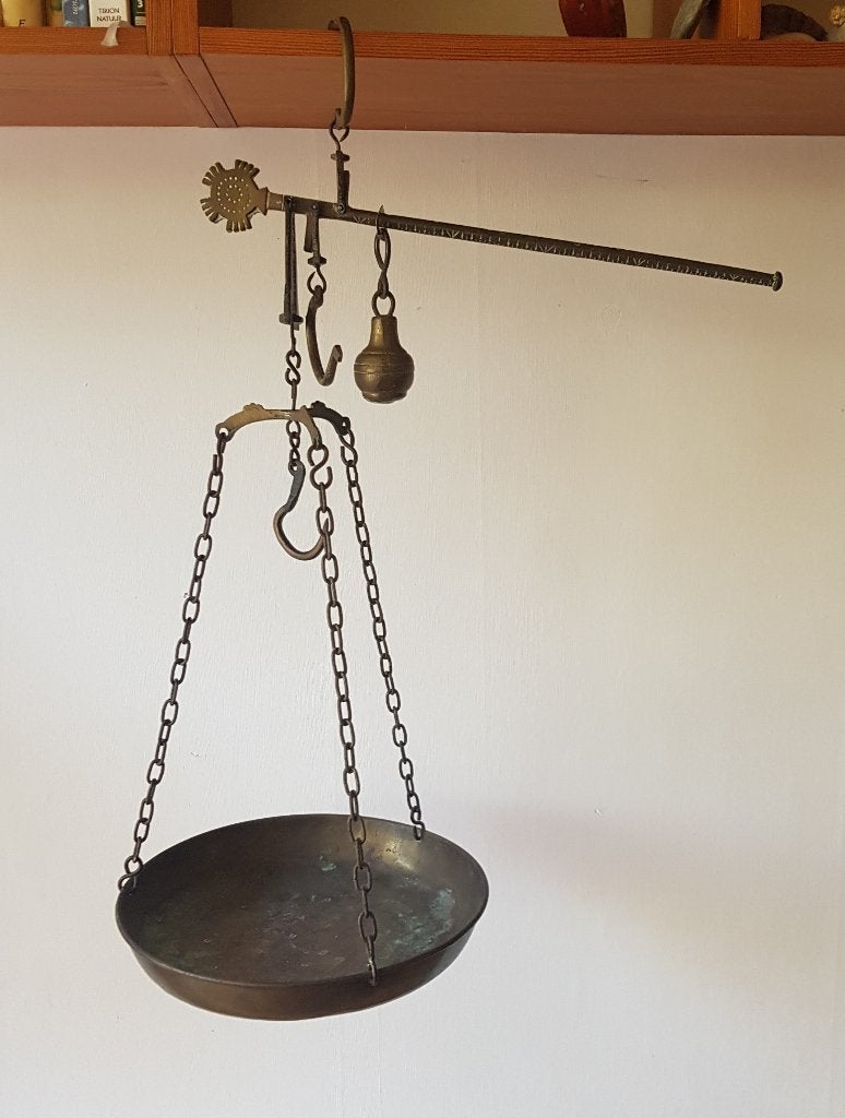 Koperen hangweegschaal met binnenhaak, Ophalen of Verzenden