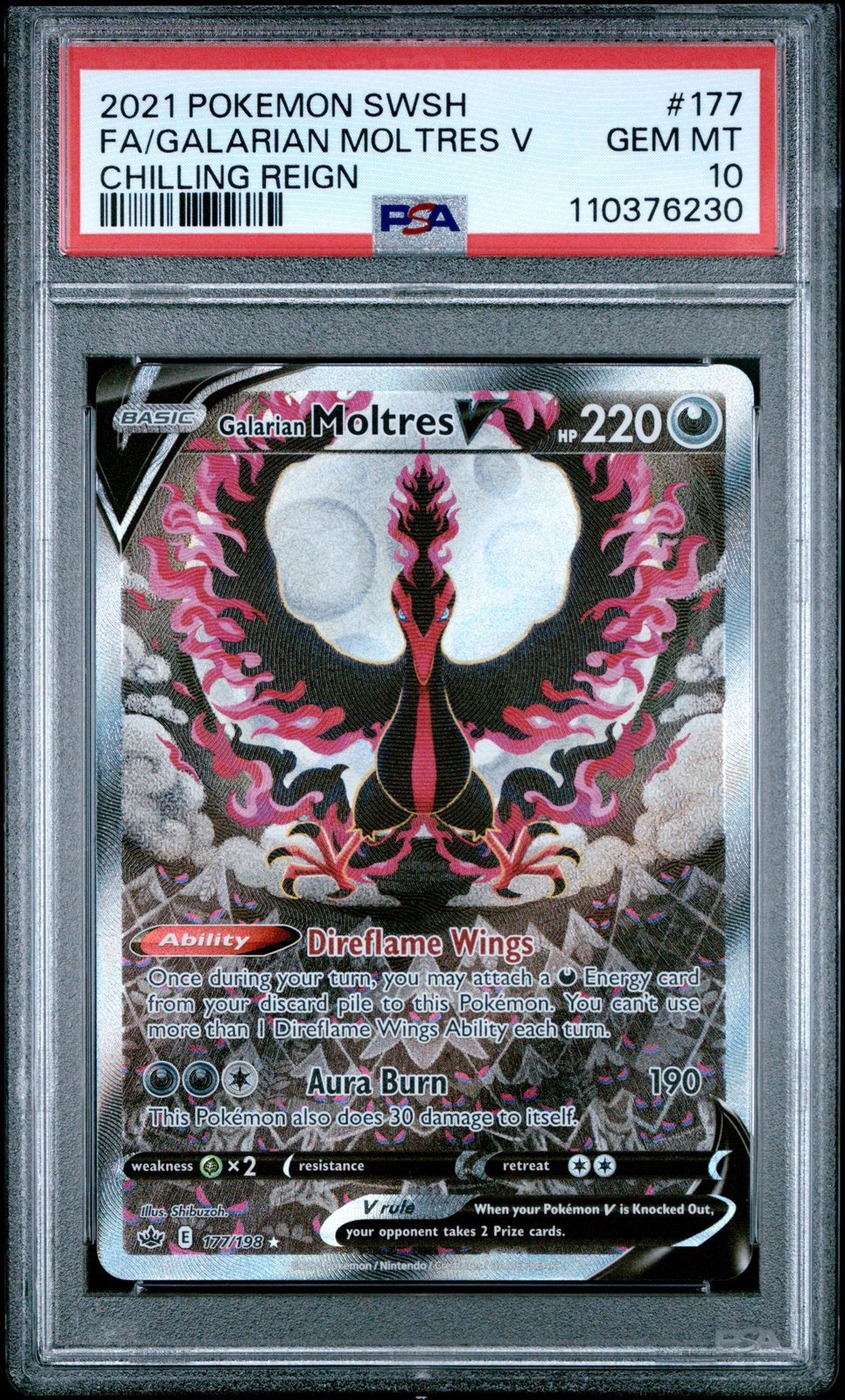 Galarian Moltres (#177) PSA 10, Ophalen of Verzenden, Nieuw, Losse kaart, Foil