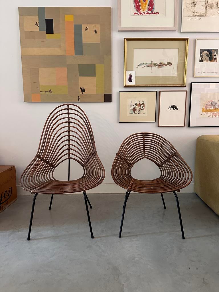 Vintage rotan stoelen Rohe Noordwolde jaren 50-70, Ophalen of Verzenden