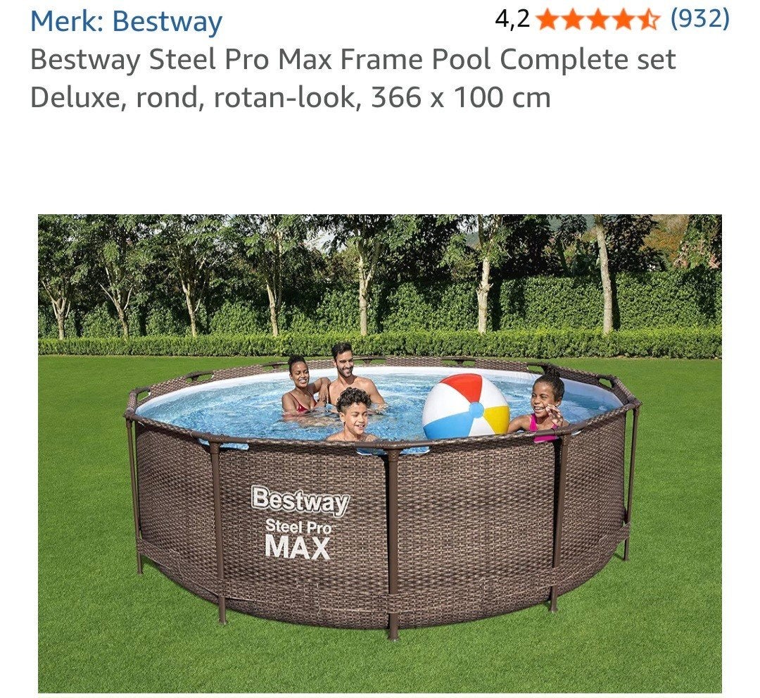 Bestway Steel Pro Max Frame Pool 366x100 gebruikt, Ophalen, Gebruikt, 80 tot 120 cm, Rond