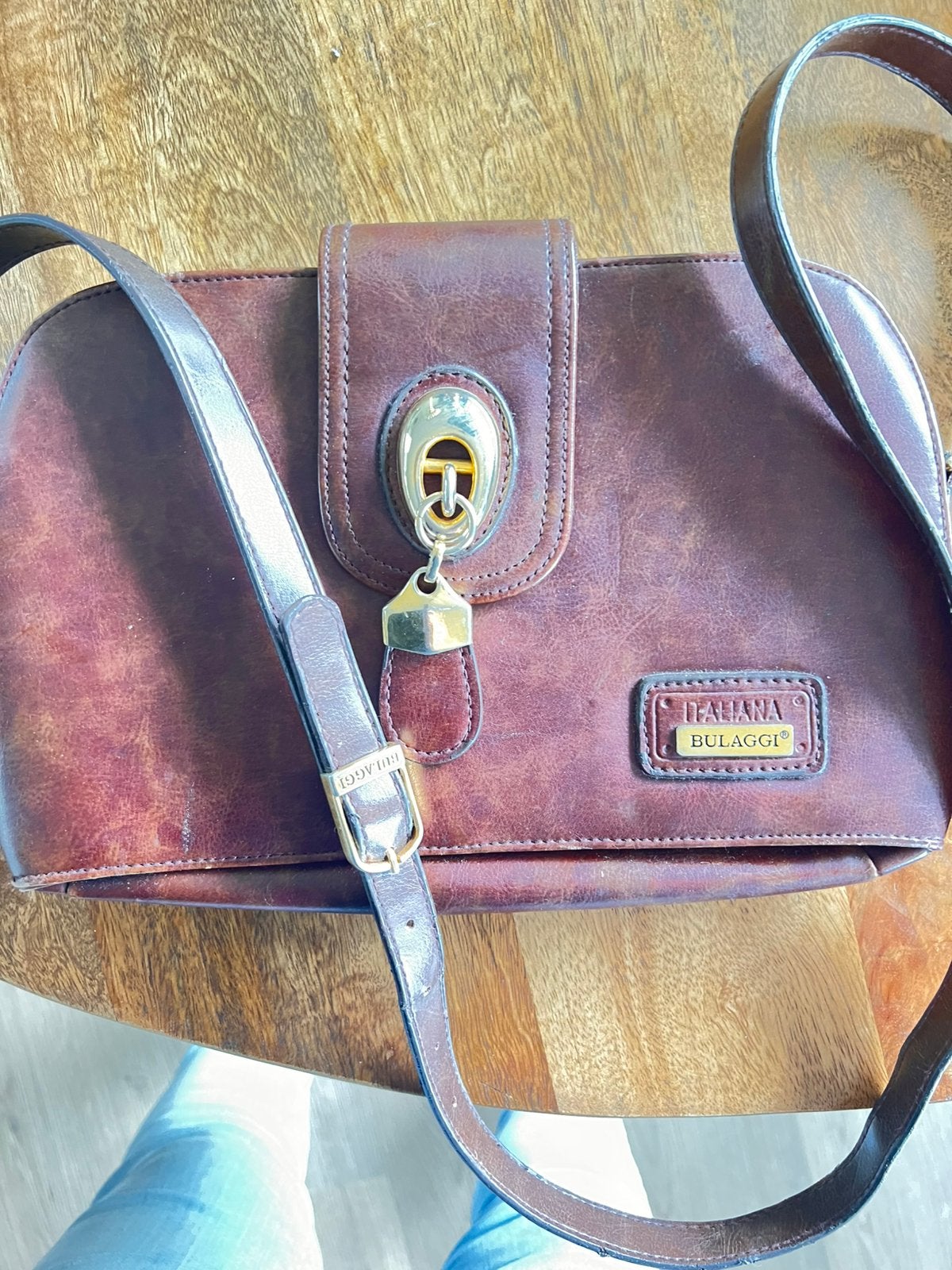 Bugatti echte classic leren dames tas, Ophalen of Verzenden, Zo goed als nieuw, Bruin, Handtas