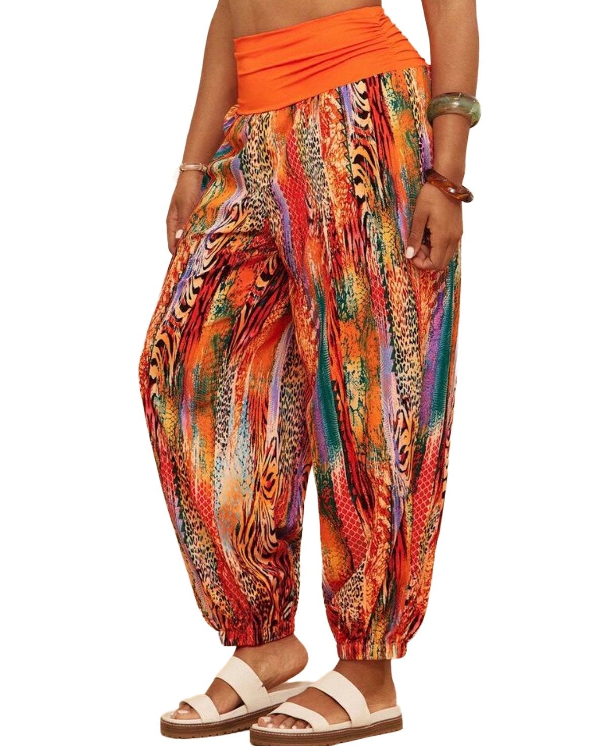 harembroek met kleurrijke print (44-52), Verzenden, Nieuw, Oranje, Broek of Spijkerbroek