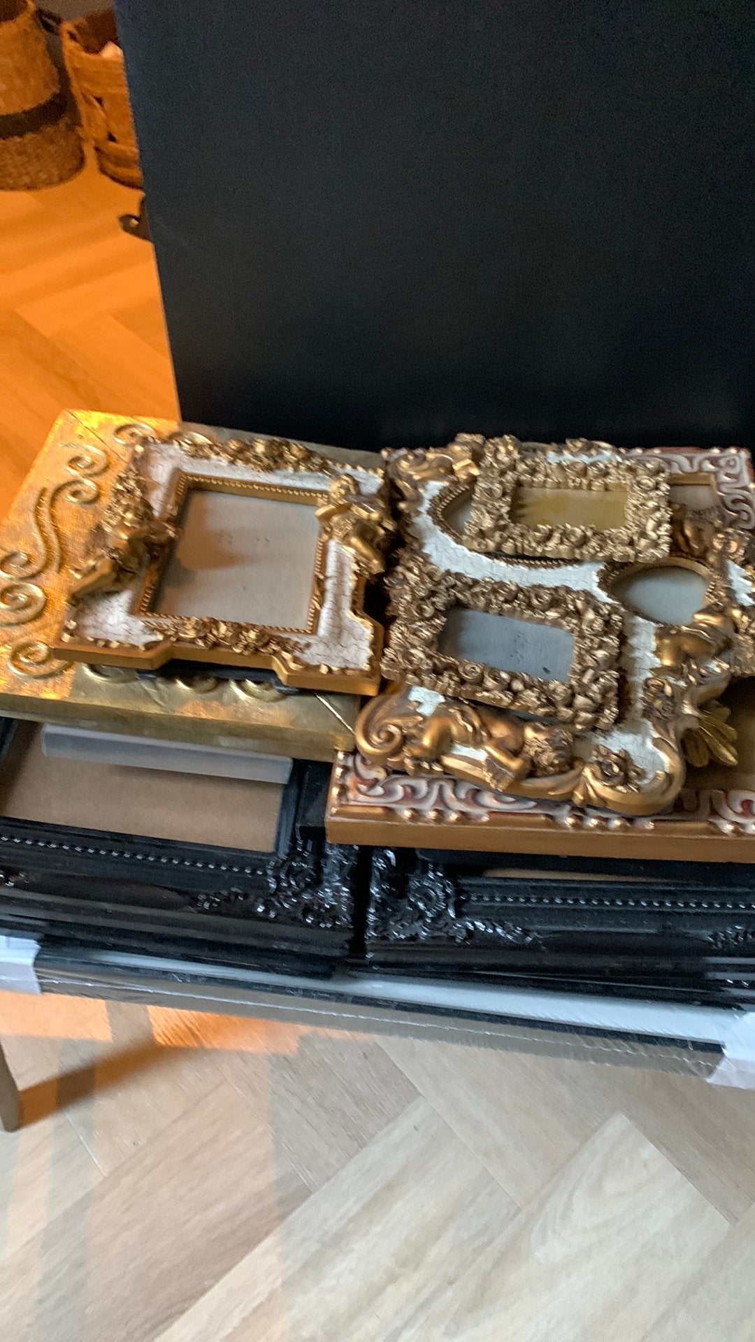 Veel fotolijsten zwart goud div, Ophalen, Zo goed als nieuw, Metaal of Aluminium, Minder dan 50 cm
