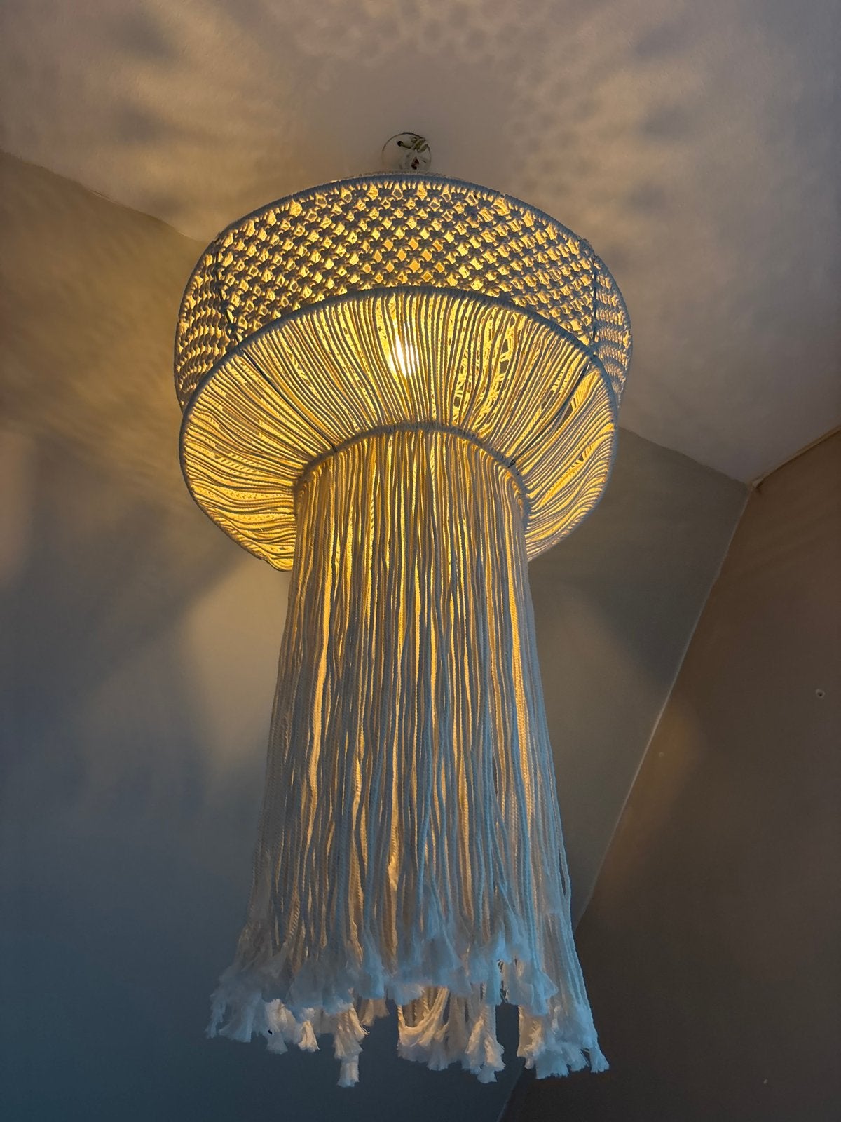 Boho Macramé Lampenkap - Handgemaakt en Sfeervol, Ophalen, Zo goed als nieuw, Stof, 75 cm of meer