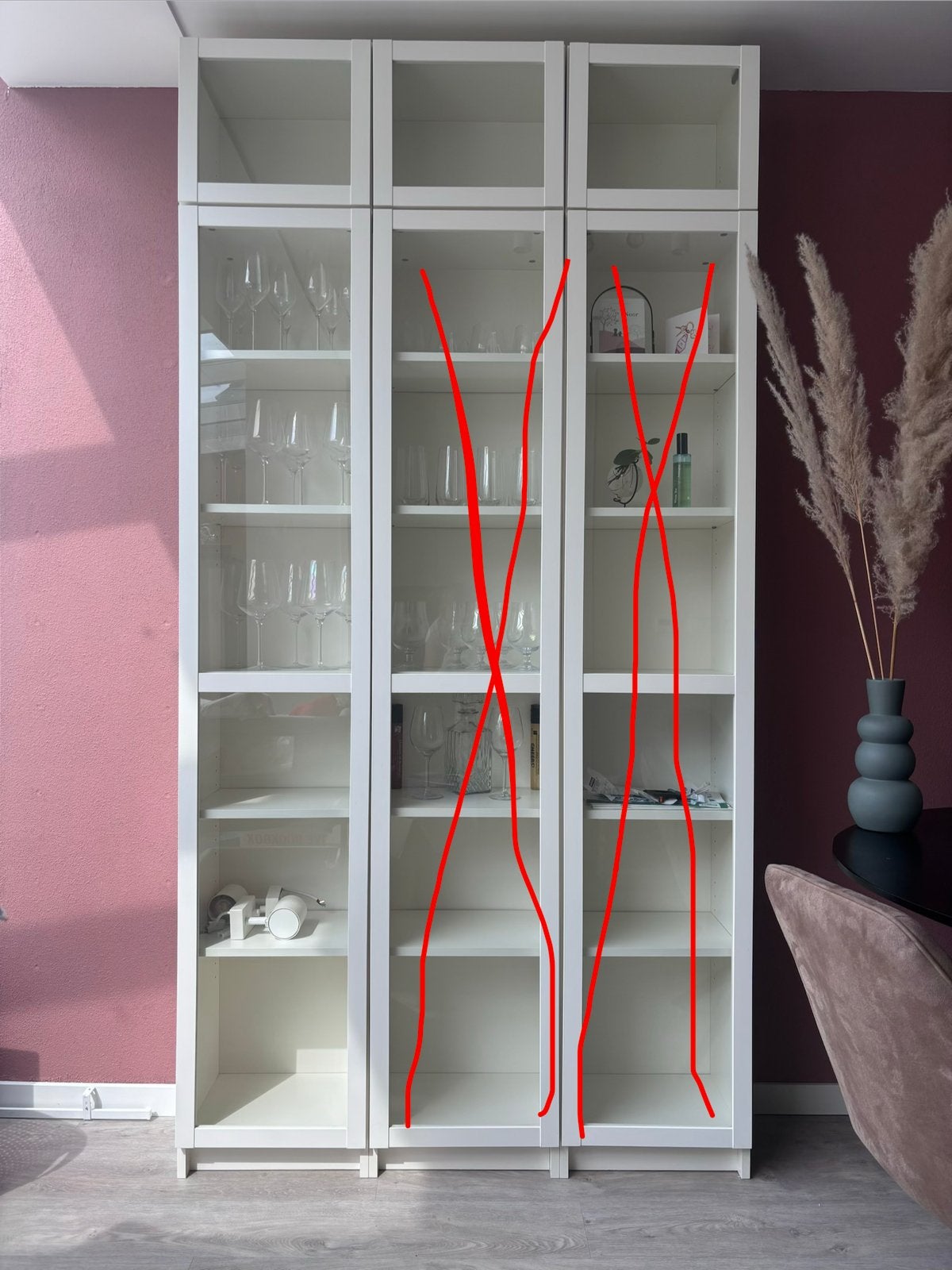 IKEA BILLY boeken/vitrinekast en/of 2 opzetstukken, Ophalen, Minder dan 50 cm, Gebruikt, 200 cm of meer