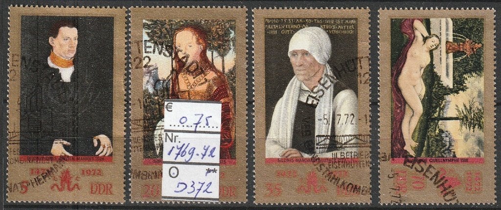 DDR Cranach Sr. Michel 1769-72 Nr.D372g, Verzenden, DDR, Gestempeld