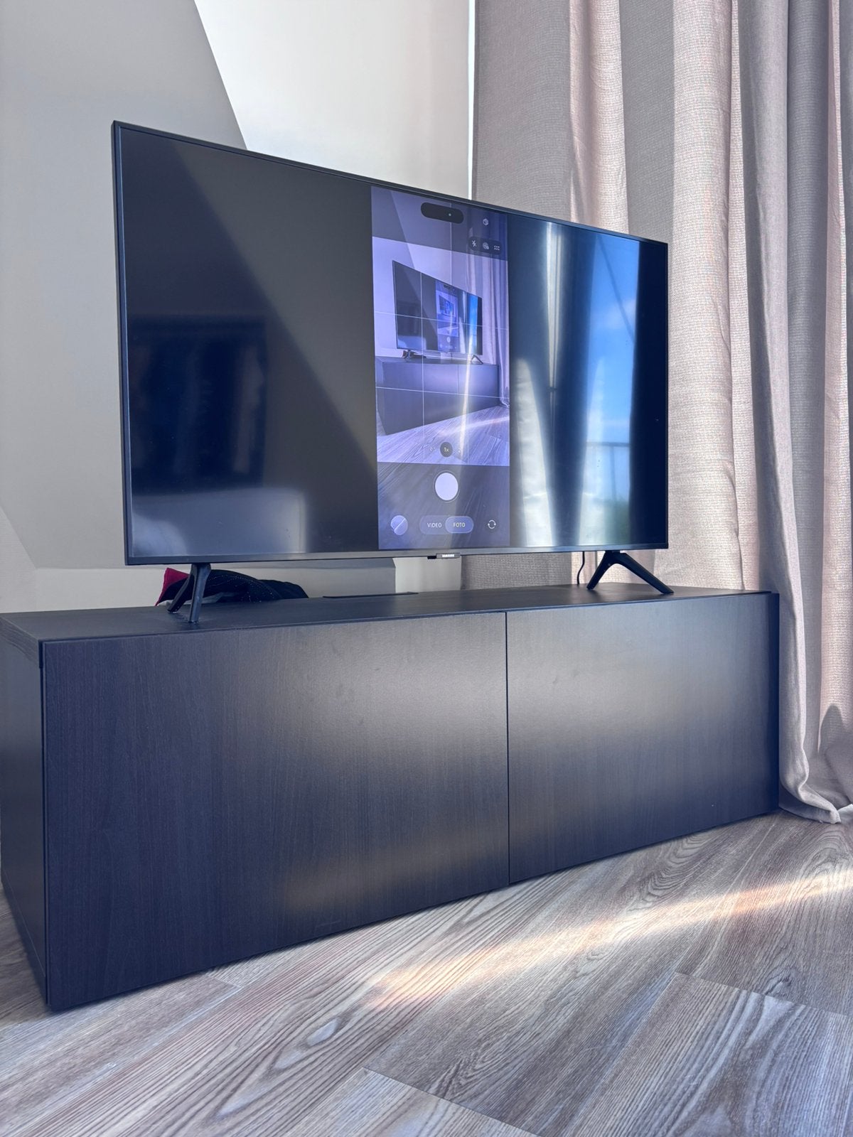 Ikea besta tv meubel zwart bruin 2 deuren 120 centimeter, Ophalen, 100 tot 150 cm, Zo goed als nieuw, Minder dan 100 cm