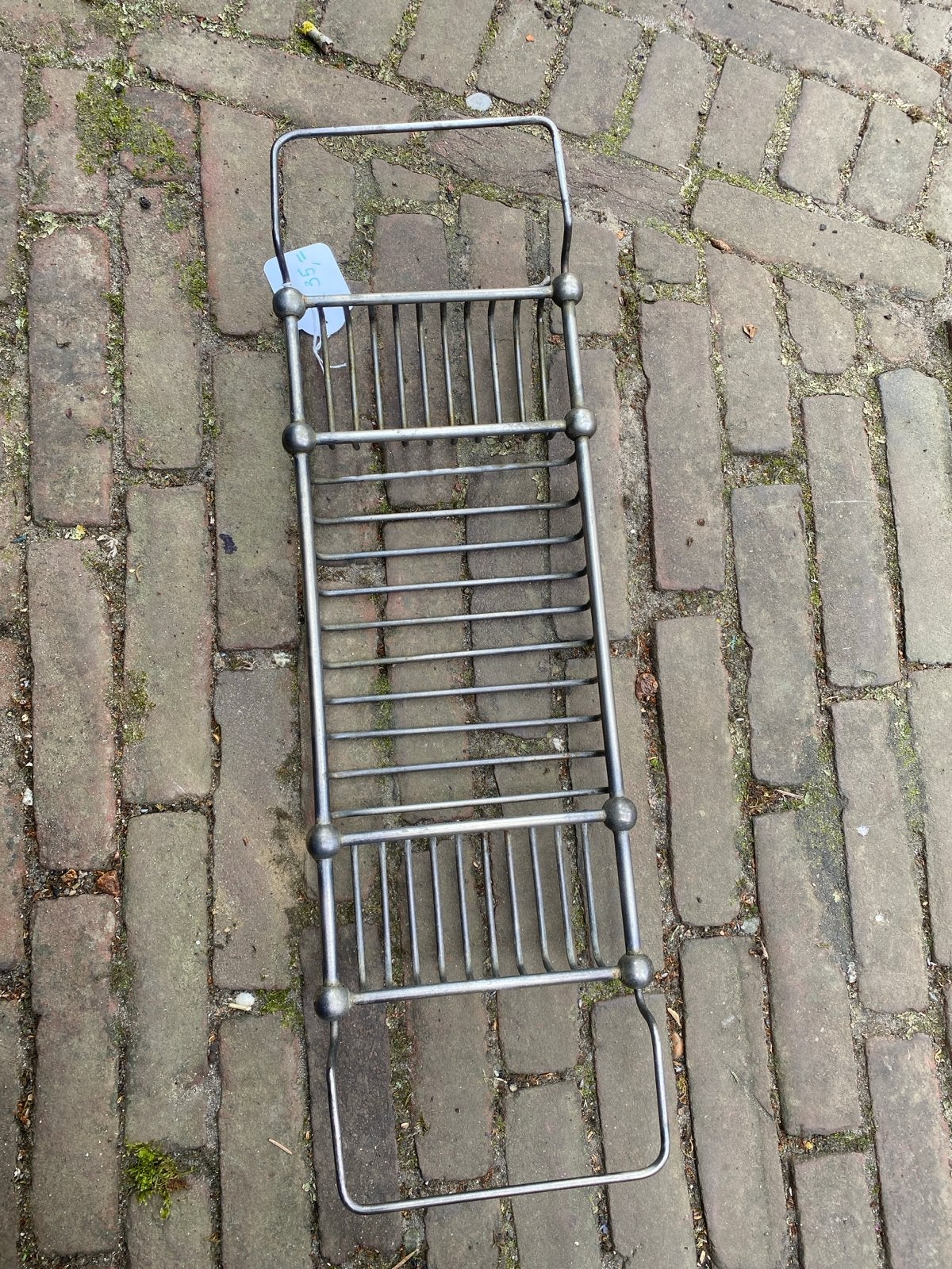 IJzeren vintage badrekje uitschuifbaar L 65-85 cm, Badkamerrek, Gebruikt, Ophalen of Verzenden, Nvt