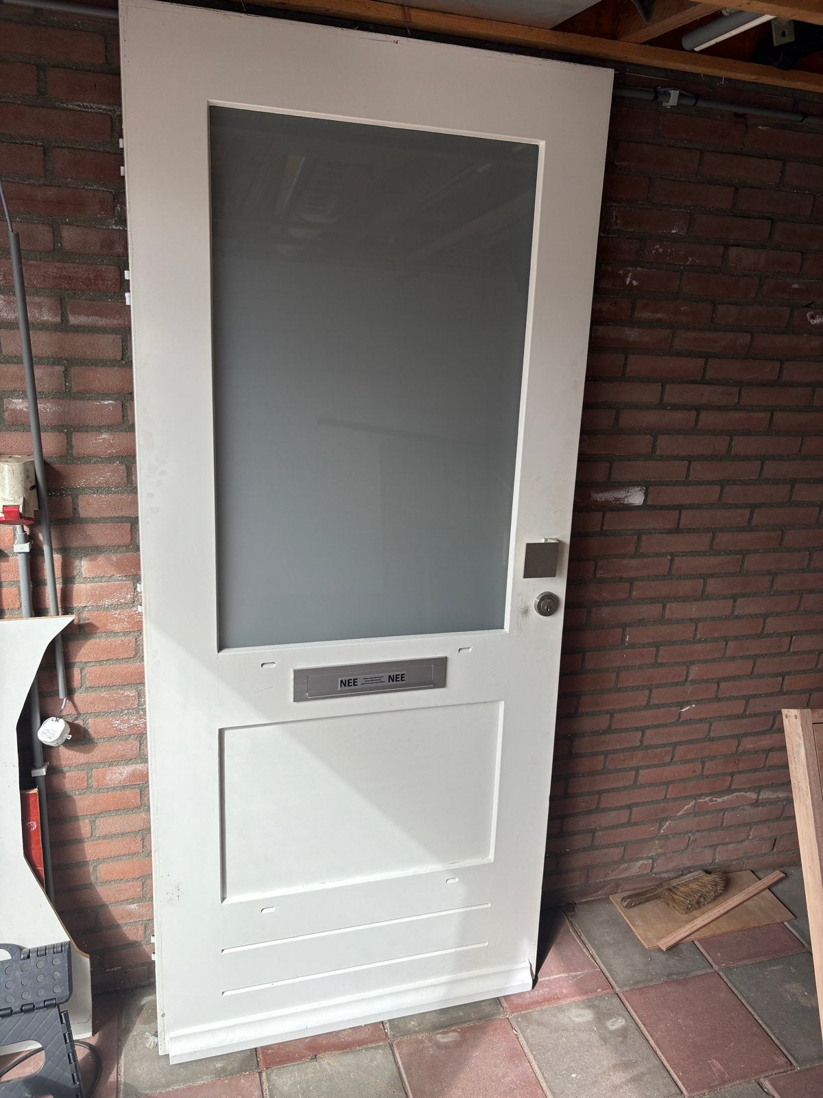 Witte voordeur met Glas en Brievenbus, Ophalen, Gebruikt, 80 tot 100 cm, Buitendeur