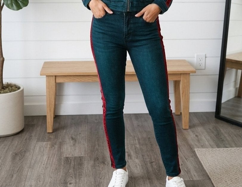 Zara Jeans met rode streep - Maat 38 (valt als 36), Blauw, Zara, Ophalen of Verzenden, Zo goed als nieuw