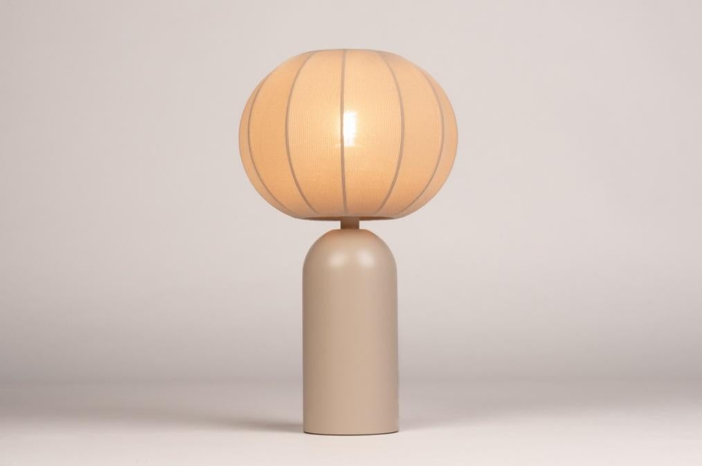 tafellamp japandi beige rond dressoir bed bank lampion lamp, Ophalen of Verzenden, Nieuw, Stof, Minder dan 50 cm