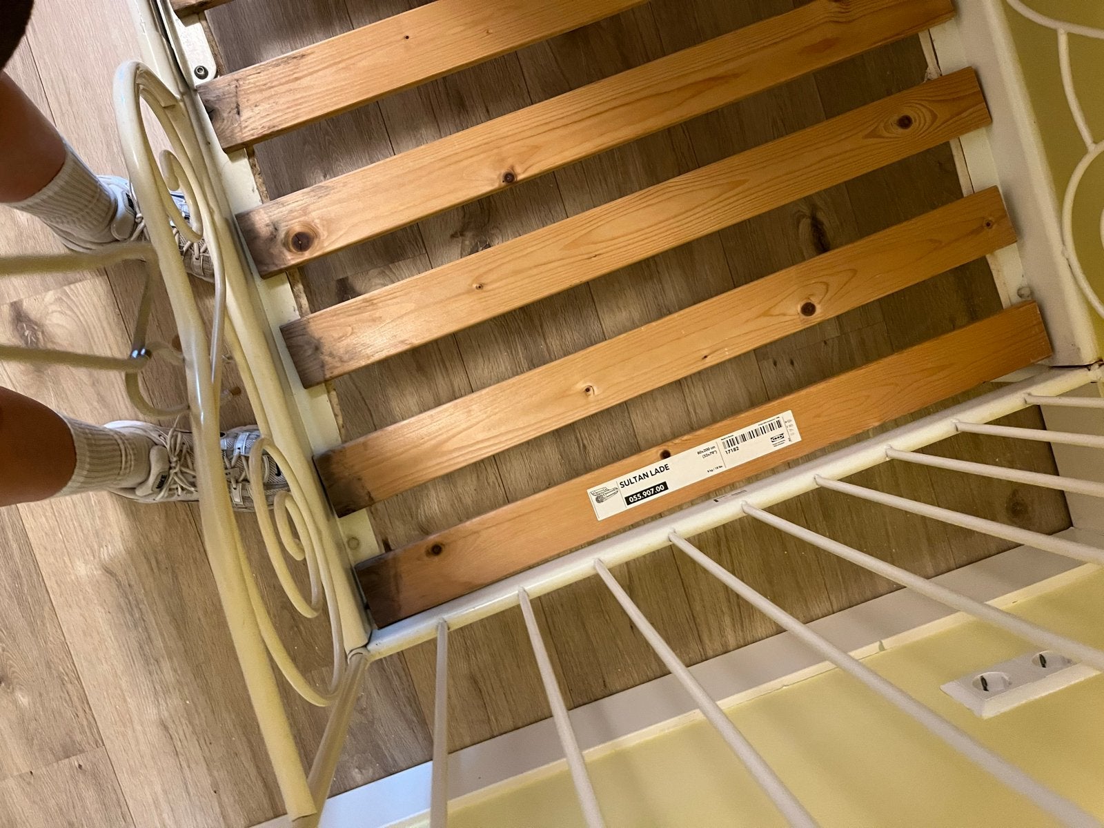 IKEA MINNEN kinderbed meegroeibed wit met matras, Ophalen, Gebruikt, 70 tot 85 cm, Lattenbodem
