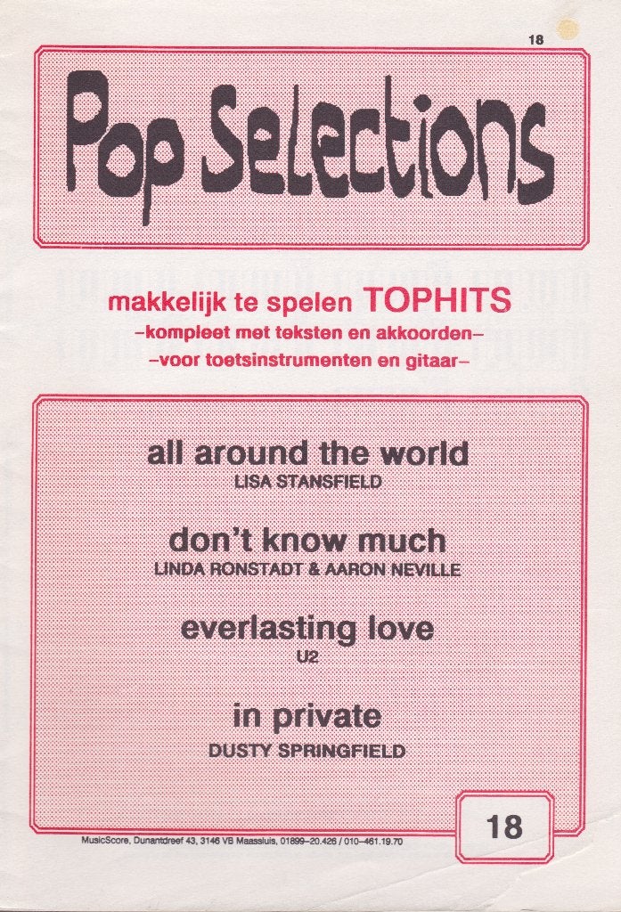 Pop Selections - TOPHITS 18, Orgel, Gebruikt, Ophalen of Verzenden, Artiest of Componist