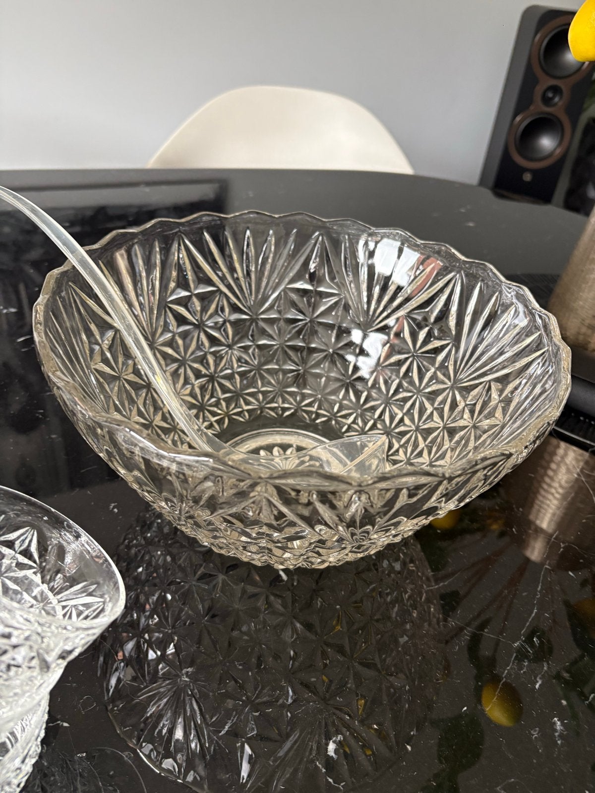 Vintage Glazen Punch Bowl Set met 11 Glazen, Ophalen