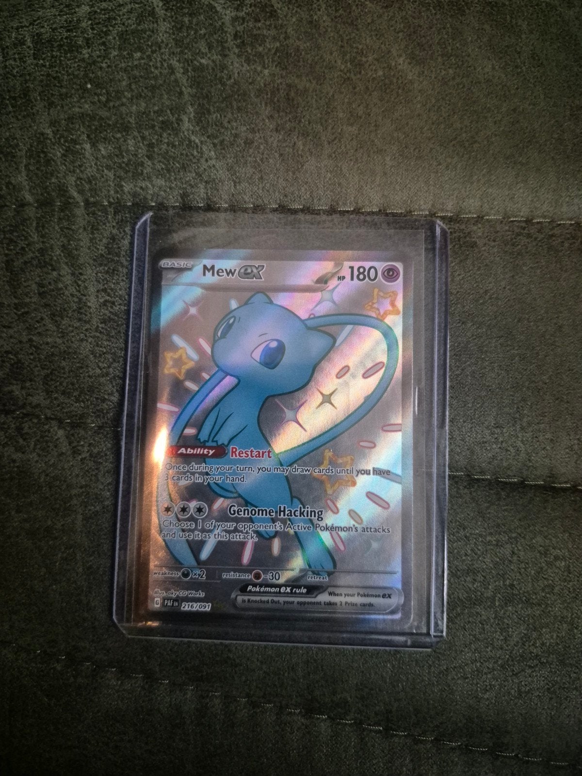 Mew ex 216/091 Shiny Treasure EX Pokémon kaart, Ophalen of Verzenden, Zo goed als nieuw, Losse kaart, Foil