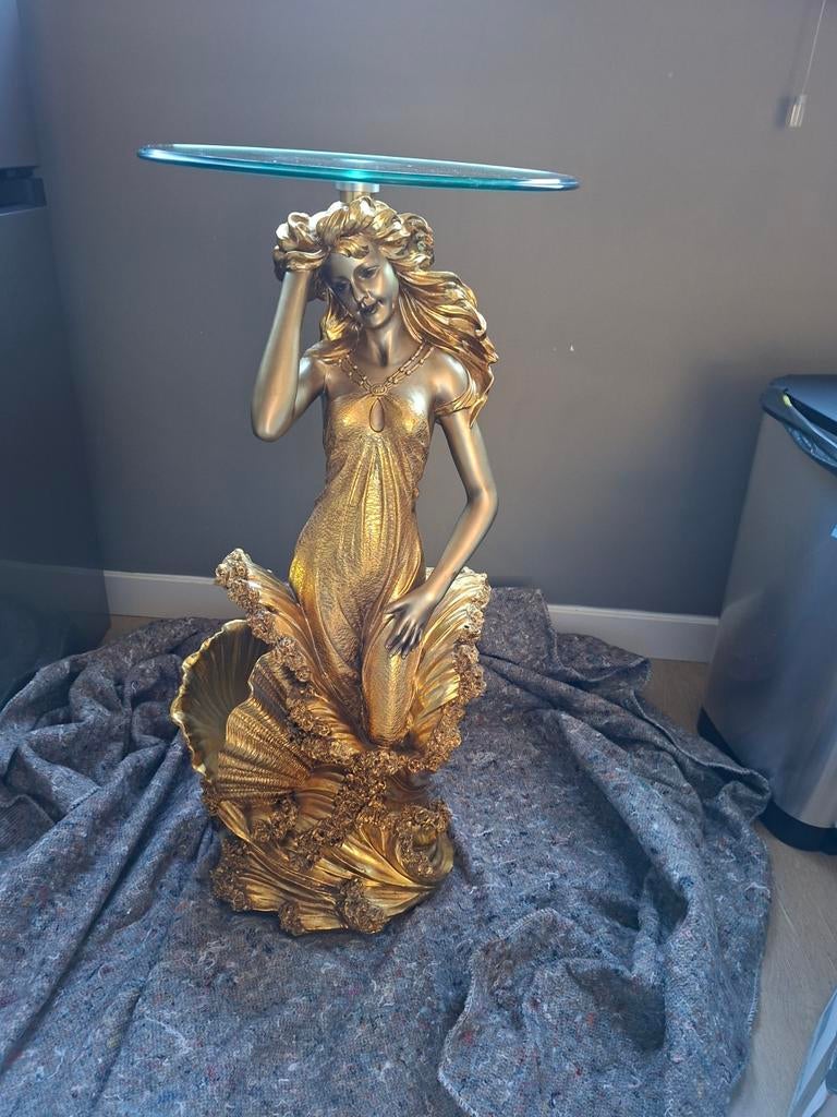 Bijzettafel zeemeermin, Ophalen, Rond, Glas, 75 cm of meer