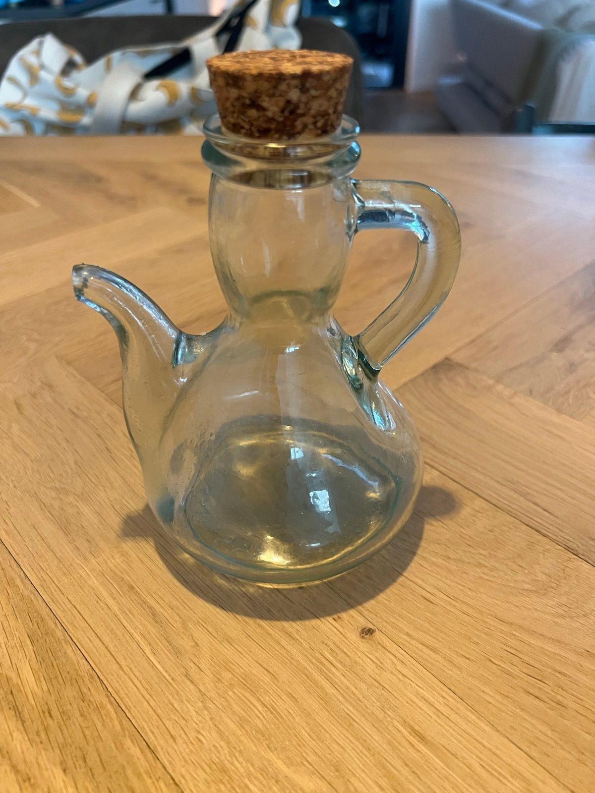 Glazen schenkkan met kurk voor olie, Overige typen, Ophalen of Verzenden, Nieuw, Glas