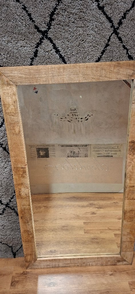 Mangohouten spiegel, Ophalen, Zo goed als nieuw, 75 tot 100 cm, 150 tot 200 cm