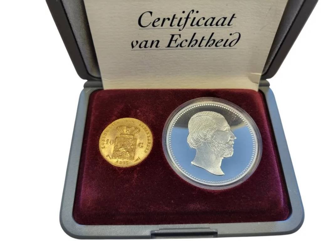 NL gouden tientje 1877 Willem 3 incl. doosje en certificaat