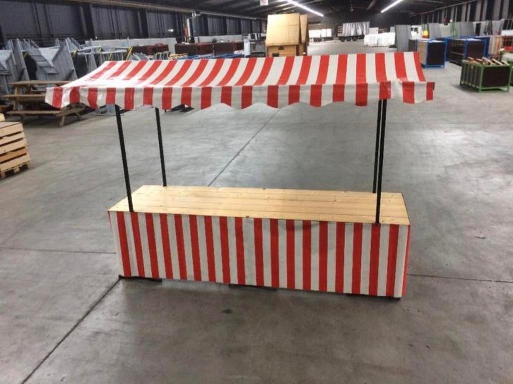 Marktkraam wit/rood of geel/wit gestreept, Ophalen, Gebruikt, Feestartikel, Overige