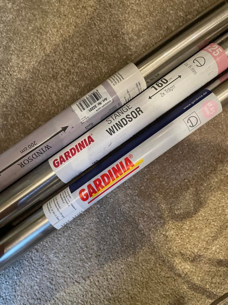 GARDINIA Windsor Gordijnroedes en Eindkappen - Nieuw, Ophalen, Nieuw, Minder dan 50 cm, 150 tot 200 cm