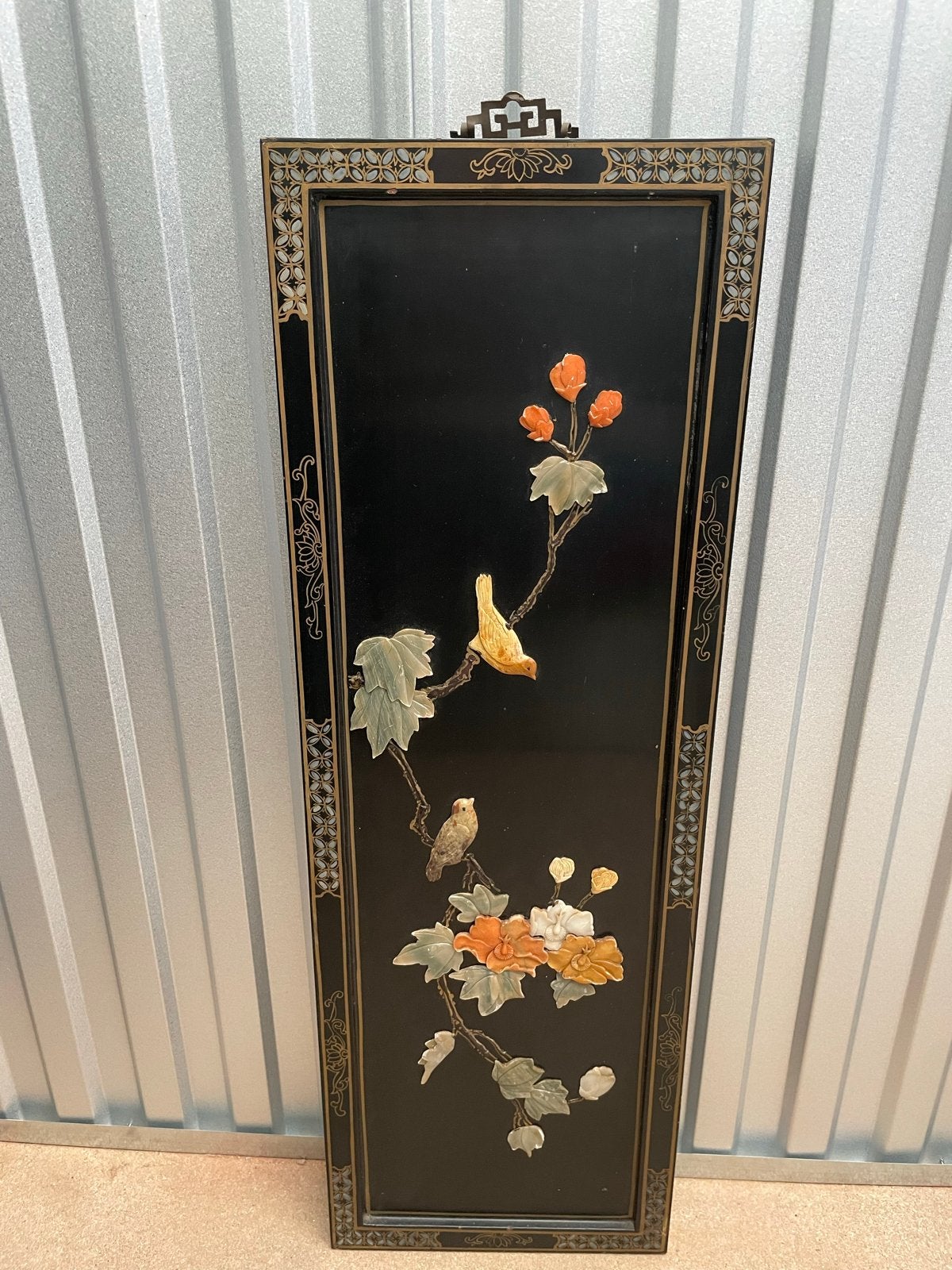 Chinees wandpaneel met vogels en bloesem, Hout, Wanddecoratie, Handgemaakt, China