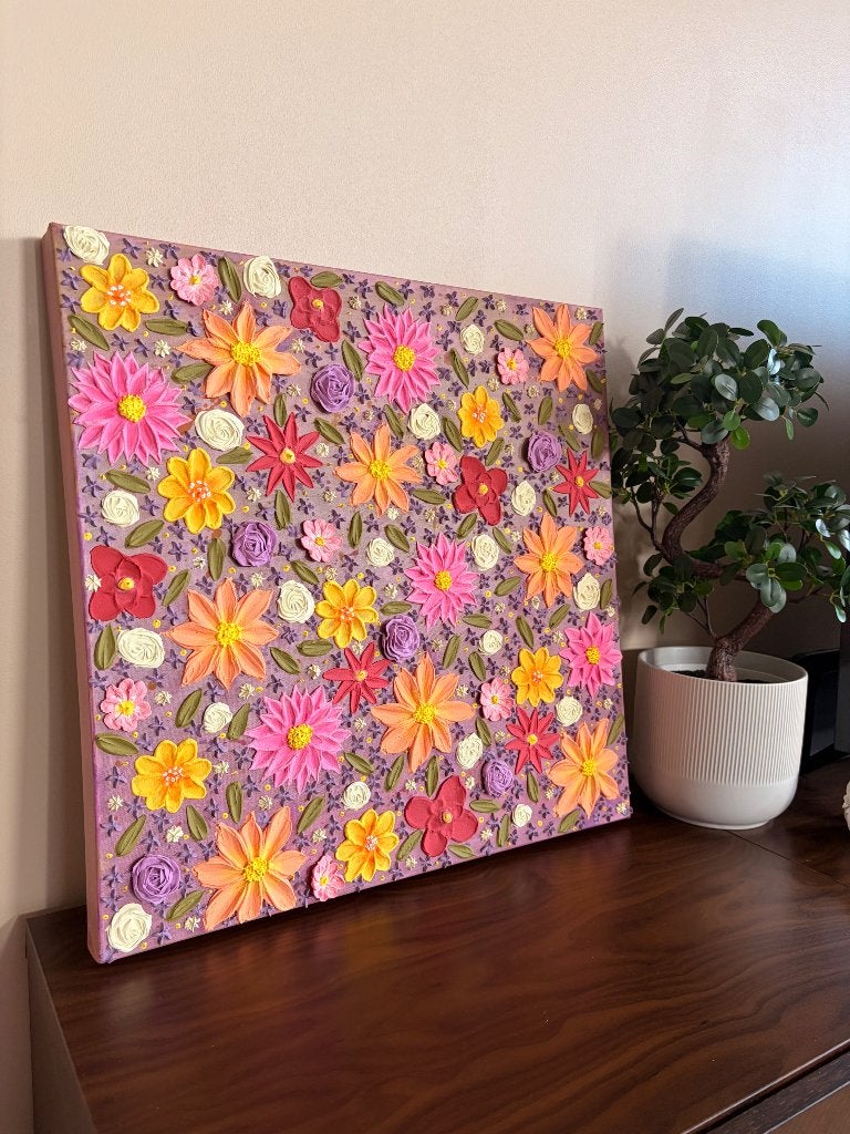 3D Bloemen Canvas Kunst, Ophalen of Verzenden