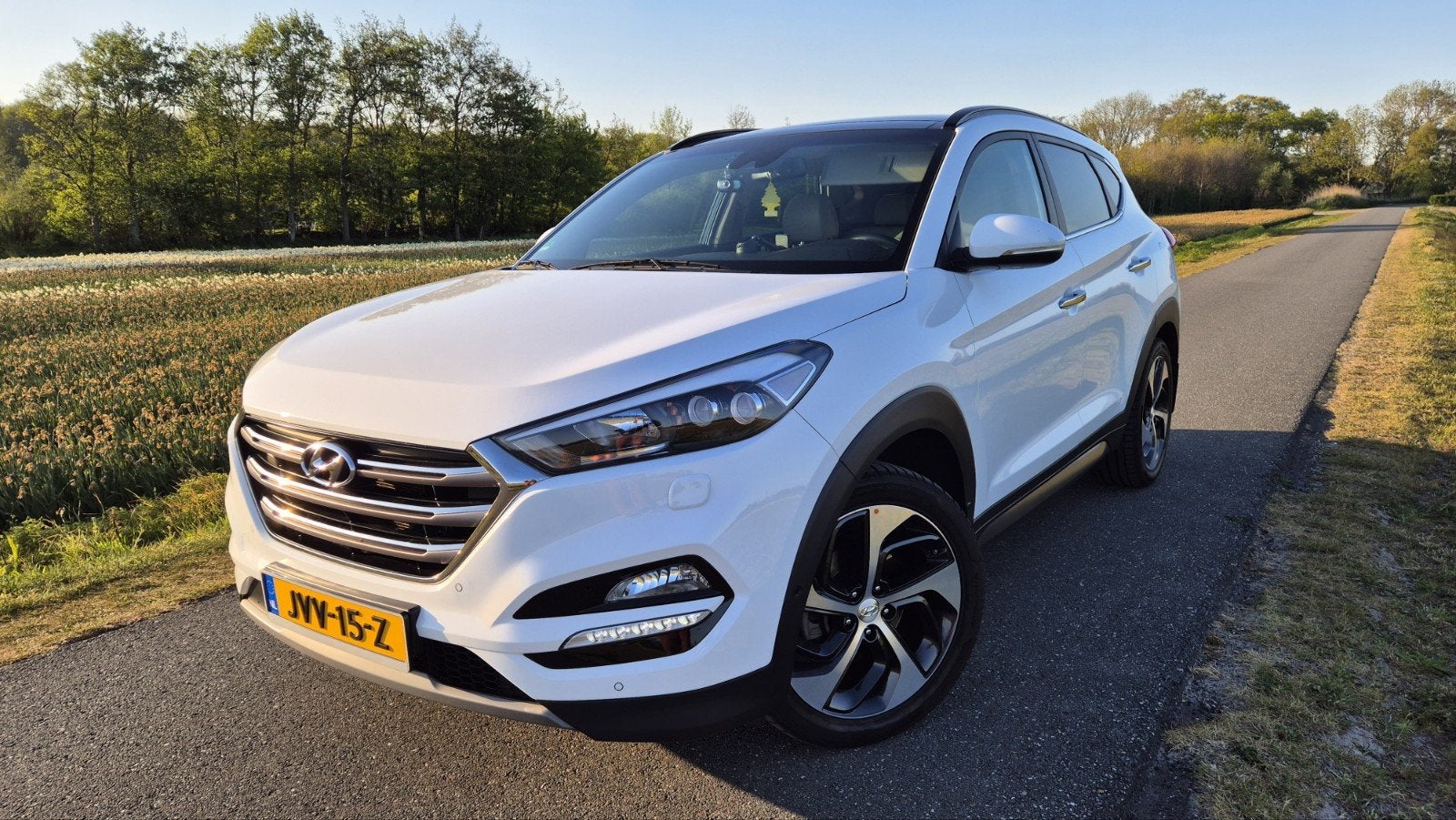 Hyundai Tucson 1.6 T-GDI Premium 4WD Automaat | Leder | Pano, Auto's, Automaat, 4 cilinders, Leder en Stof, Wit