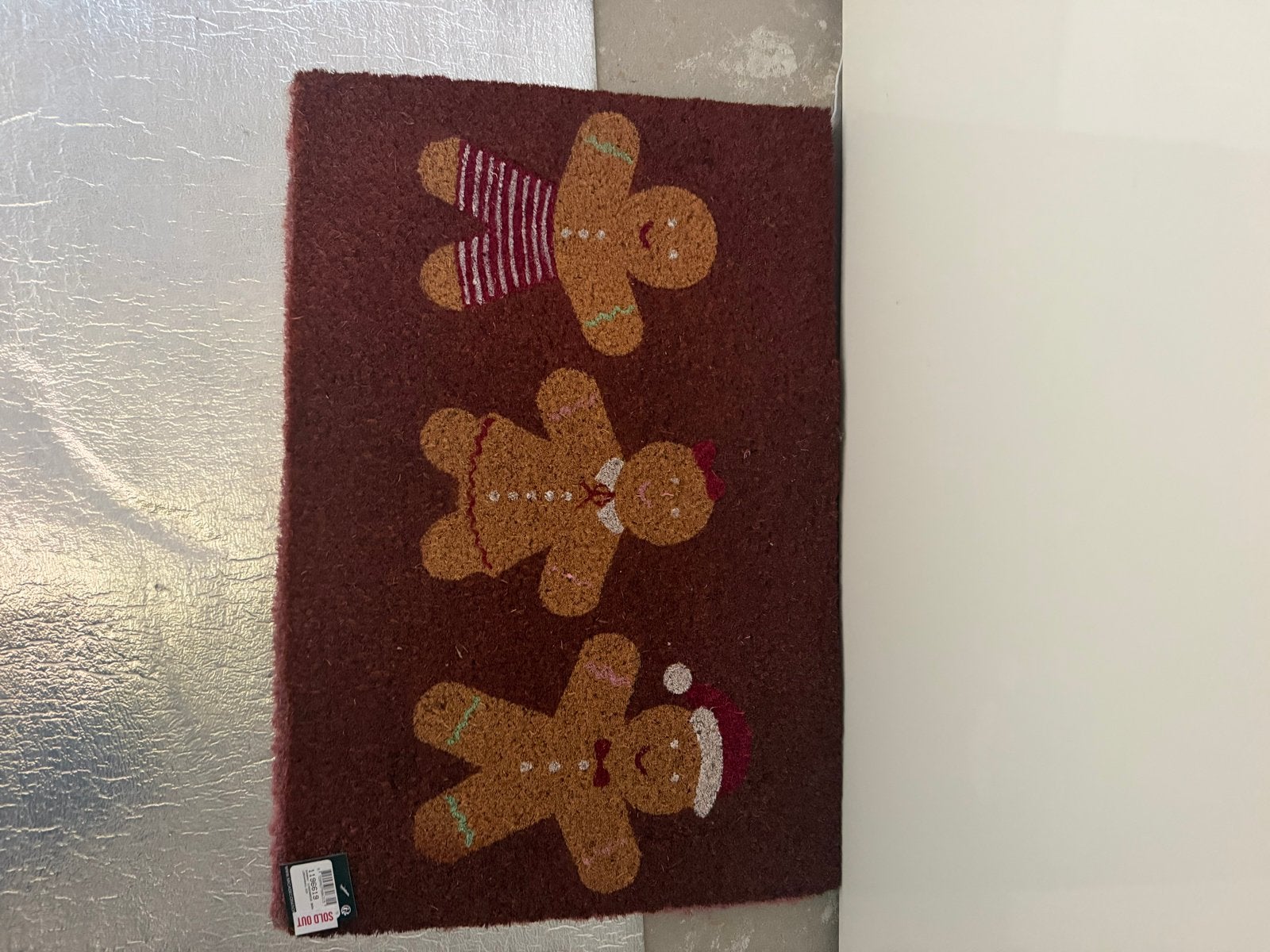 Kerst deurmat met peperkoekmannetjes en huisje, Tuin en Terras, Binnen, Schoonloopmat, Ophalen of Verzenden, Zo goed als nieuw