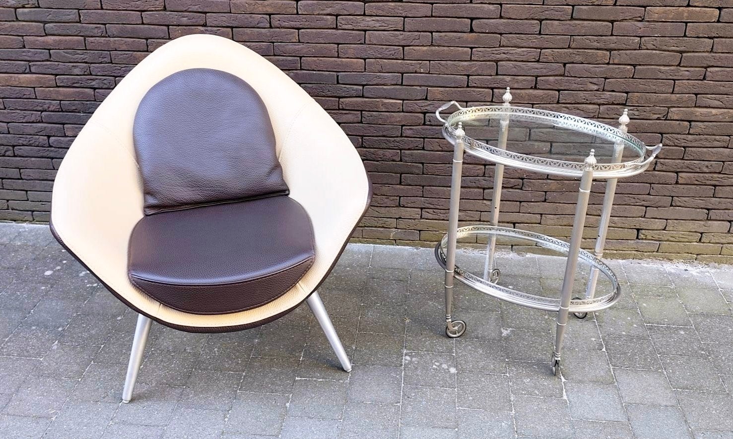 Vintage Formenti fauteuil en trolley, Ophalen, Gebruikt, Minder dan 75 cm, 50 tot 75 cm