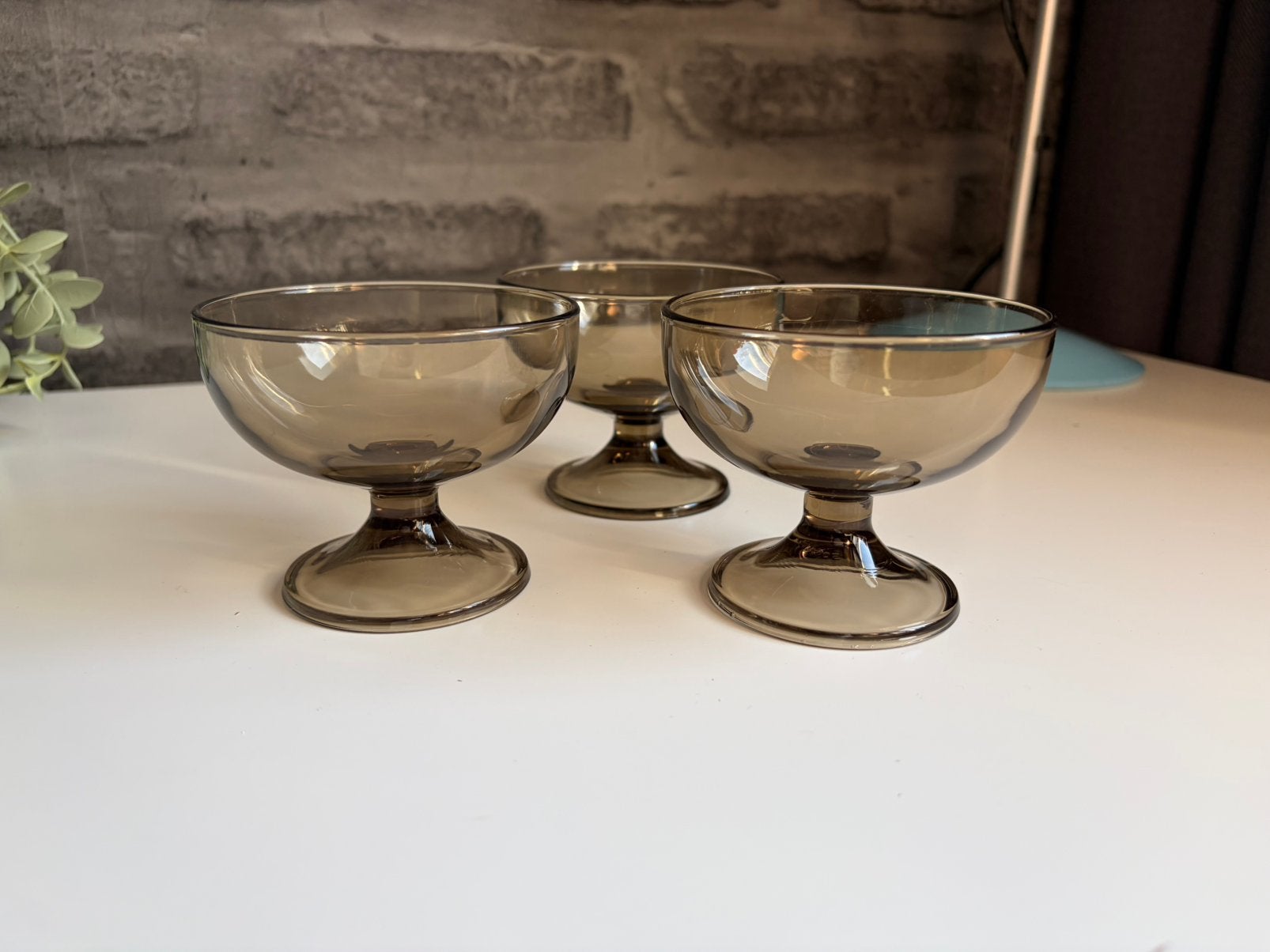 3x Vintage Arcoroc Rookglas Dessert Coupe Schaaltjes France, Huis en Inrichting, Glas of Glazen, Overige merken, Vintage, Ophalen of Verzenden
