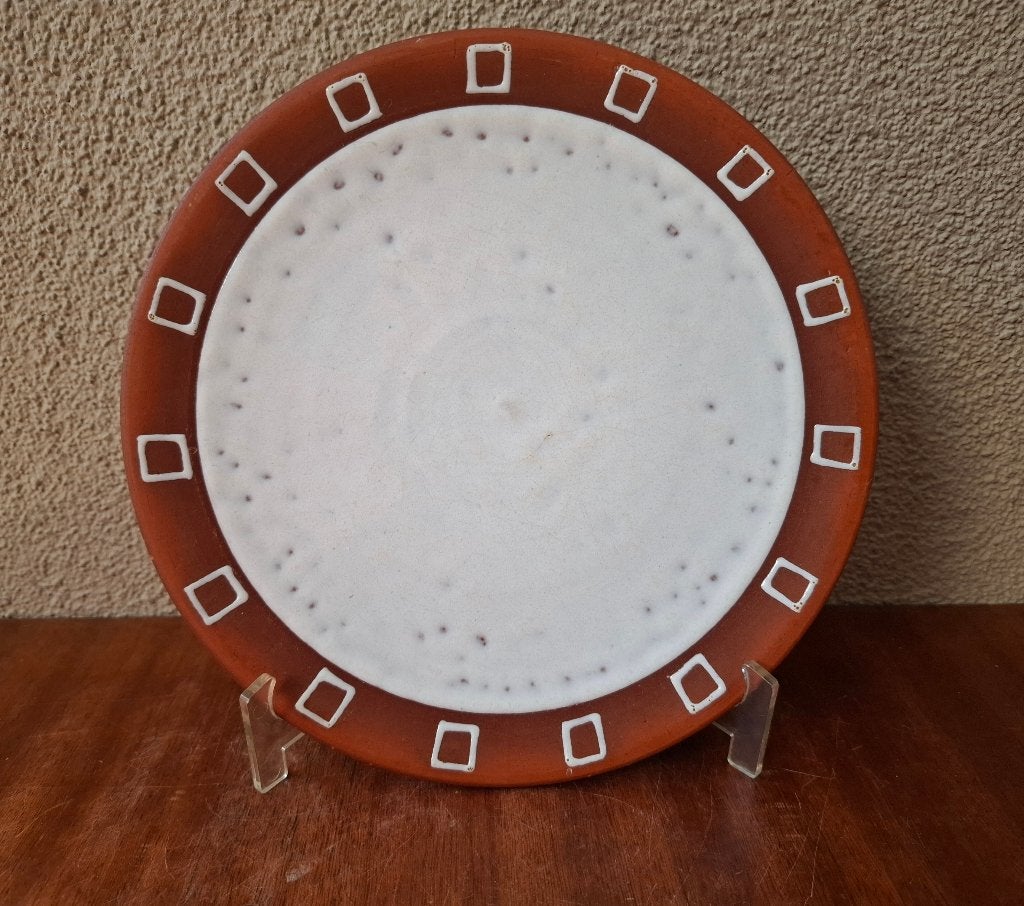 Vintage '60 sierbord Potterie Haemstede Amsterdam terra/wit, Vintage, Gebruikt, Meerkleurig, Ophalen of Verzenden