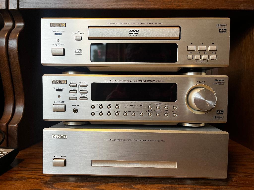 Denon-set met dvd-speler en afstandsbedieningen, Gebruikt, Denon, Ophalen of Verzenden, 60 tot 120 watt