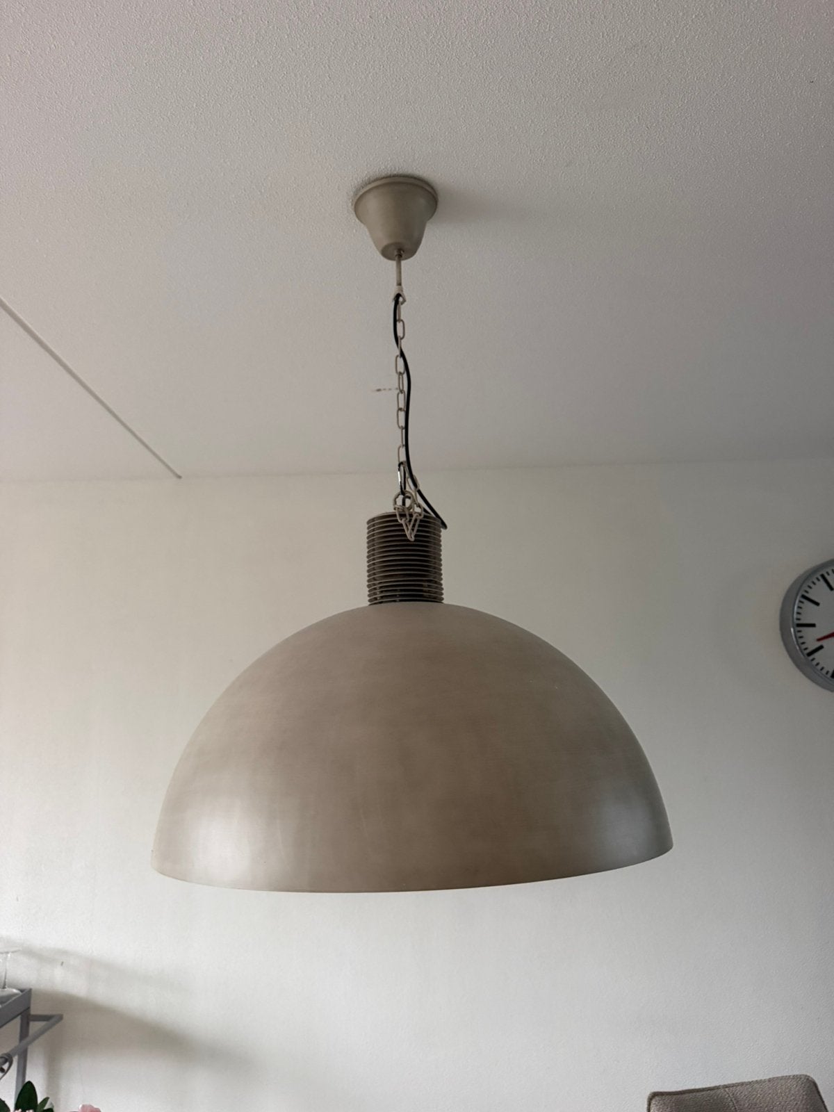 Grote industriële hanglamp – grijs – metalen kap, Ophalen, Zo goed als nieuw