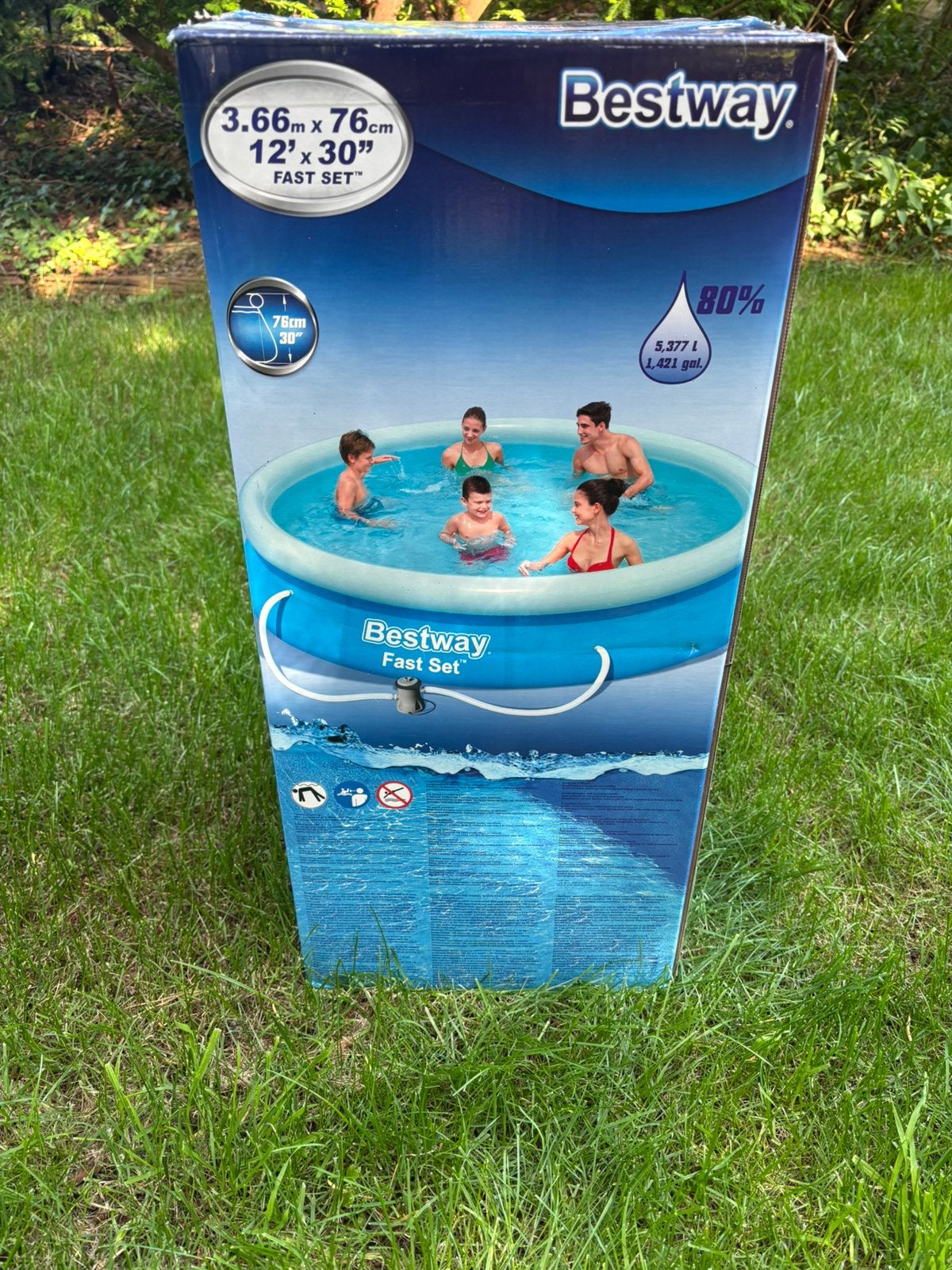 Bestway zwembad 366x76cm met filterpomp en afdekzeil, Ophalen, Minder dan 80 cm, Rond, Zo goed als nieuw