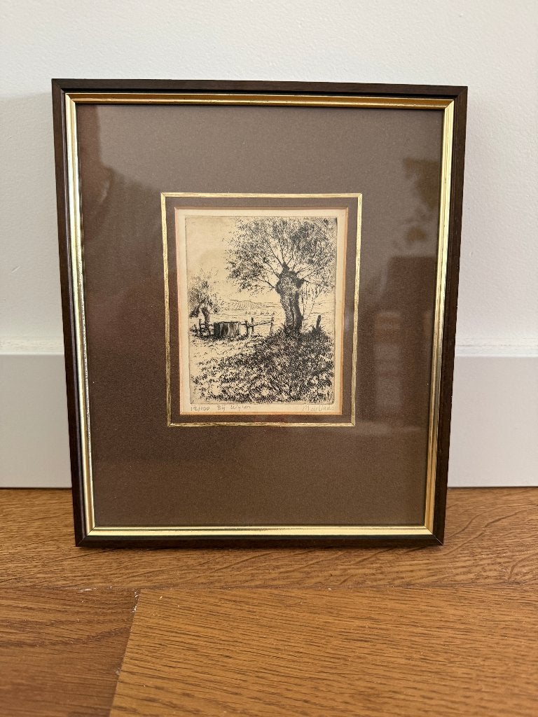 M. de Vries ets van bij Wijler, Antiek en Kunst, Ophalen of Verzenden, Landschap, Ets