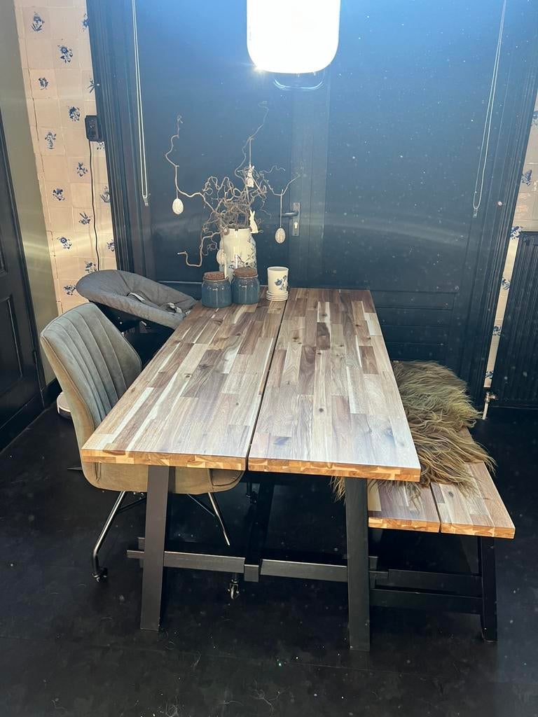 Eettafel incl. Bankje, Ophalen, 100 tot 150 cm, 50 tot 100 cm, Zo goed als nieuw