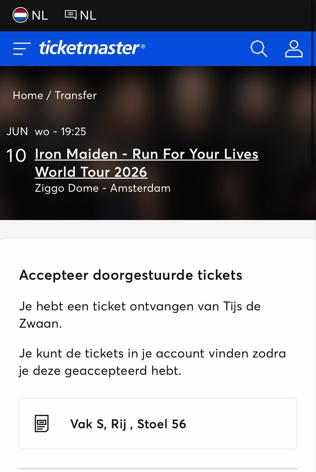 1x Iron Maiden staanplaats @ Ziggo dome 10 juni, Tickets en Kaartjes, Concerten | Rock en Metal, Eén persoon, Juni, Rock of Poprock