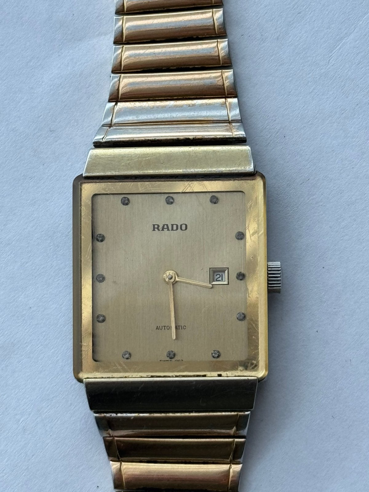 Vintage Rado Automatic–Vierkante Kast–Goudkleurig-Swiss Made, Overige merken, Goud, Polshorloge, Verguld