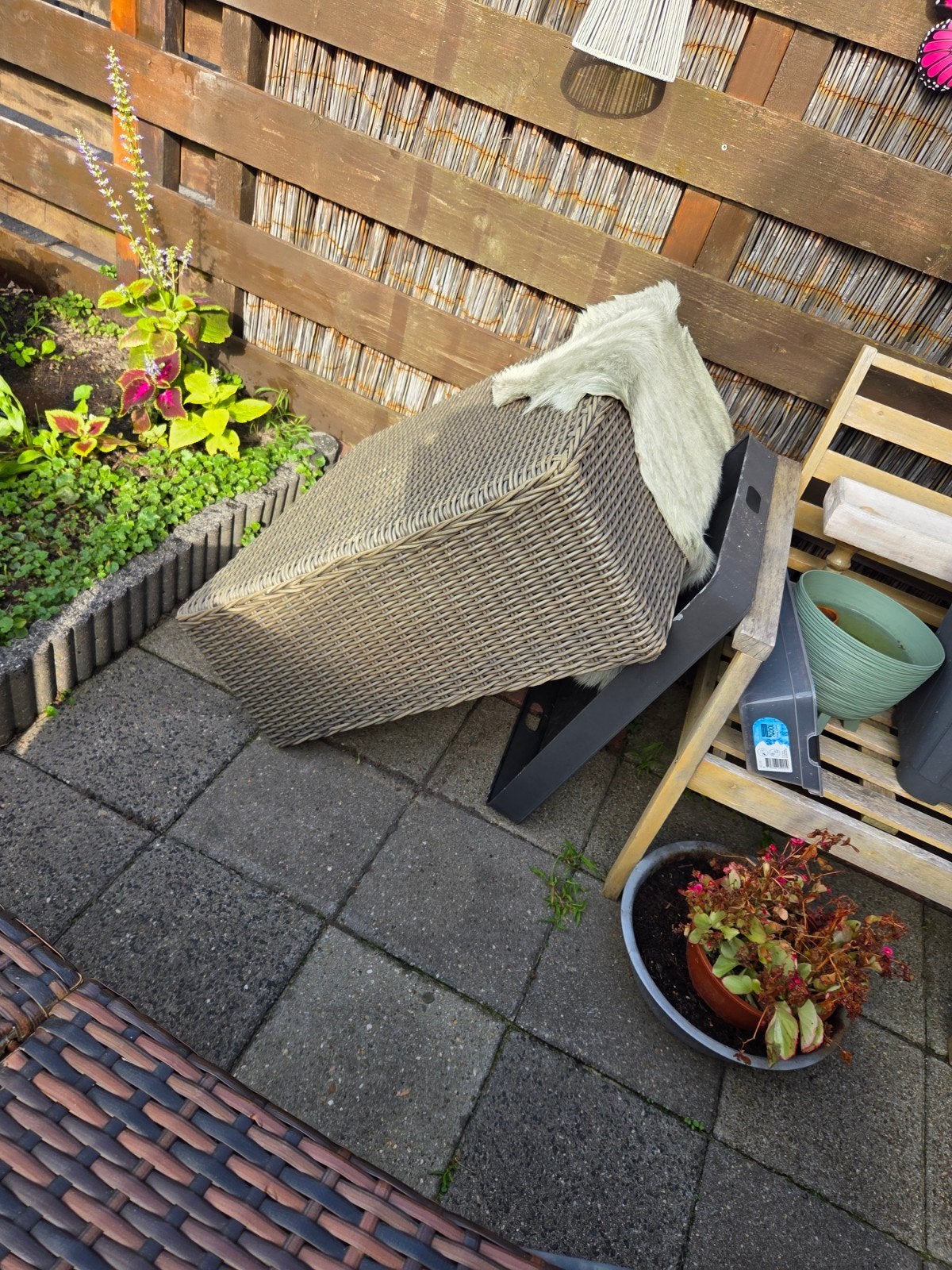 Wicker tafeltje met blad en Loungestoel, Tuin en Terras, Zo goed als nieuw, Loungeset, Wicker, Stoel