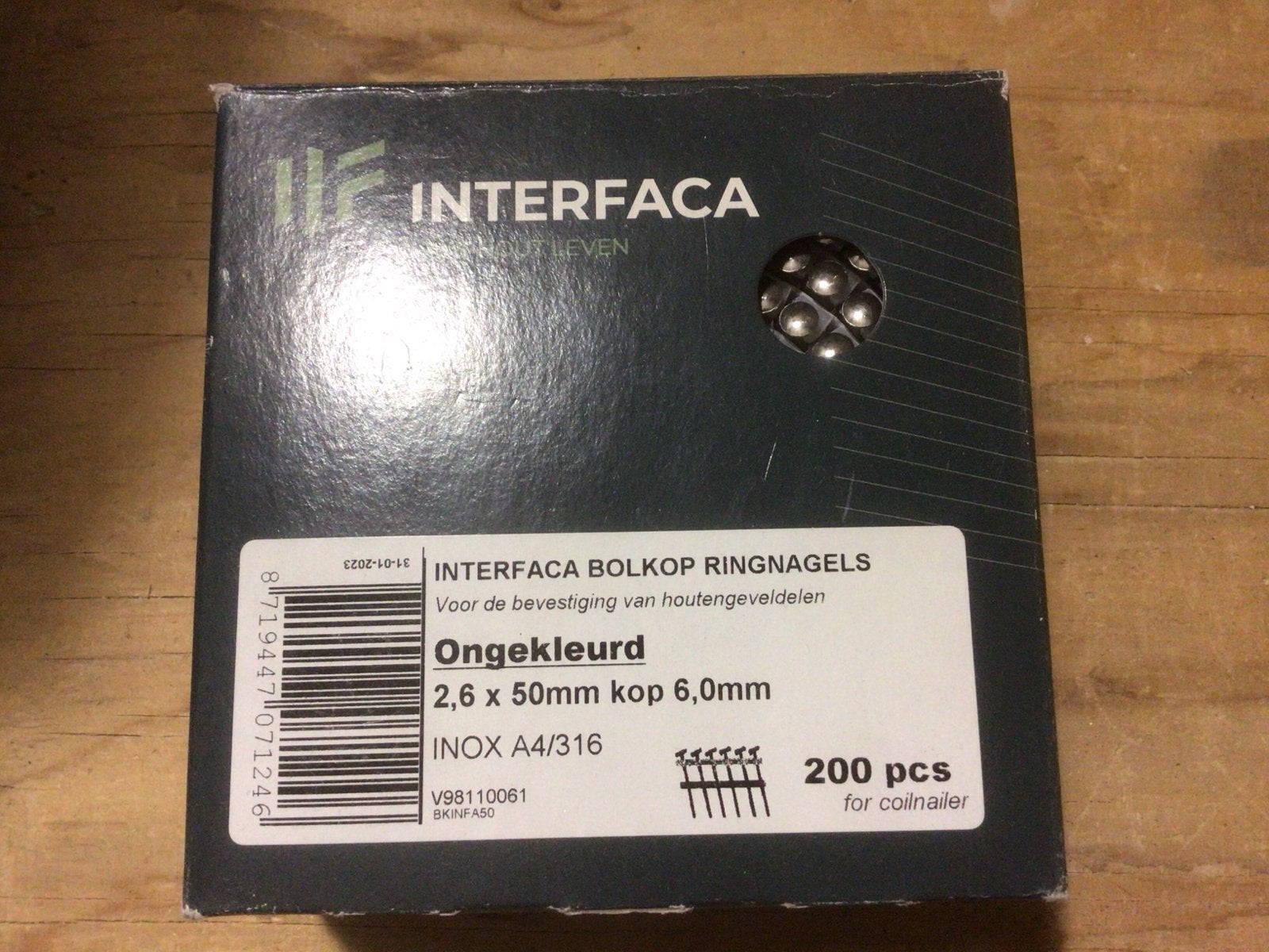Interfaca Bolkop Ringnagels RVS A4/316 - 200 stuks, 50 tot 100 mm, Nieuw, Ophalen of Verzenden, Spijkers