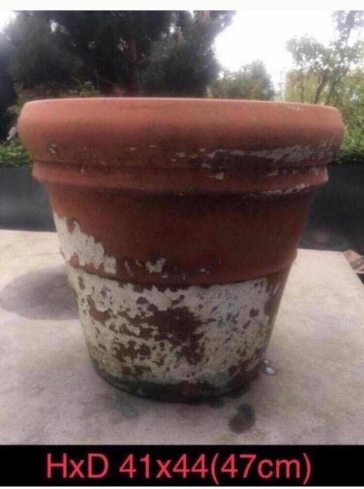 Grote oude terracotta pot 47cm Vorstbestendig, Tuin en Terras, Bloempotten, Ophalen, Gebruikt, 40 cm of meer, Rond