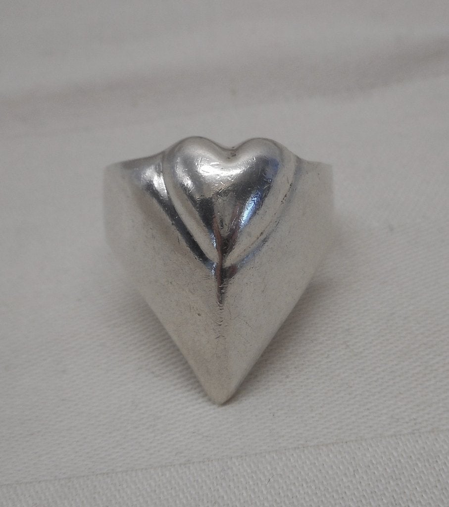 Zilveren modernist ring met hart maat 19 nr.306, Verzenden, 19 tot 20, Zo goed als nieuw, Dame